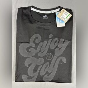 Puma Golf Shirt Tee T-Shirt Cloudspun Enjoy Golf Print Large Black Polyester